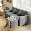 Divano 3 Posti Modulare con Pouf Contenitore 196x139x85 cm in Velluto a Coste Grigio Chiaro   