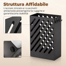 Portaombrelli 28x14x41 cm con 4 Ganci e Vaschetta Raccogligocce Estraibile in Acciaio Zincato Nero      