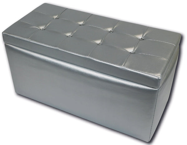 sconto Silvia Silberner Kunstleder-Trunk-Hocker-Behälter