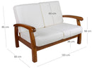 Divano Divanetto 2 Posti in Legno 120x85x83cm Vandi Ecru