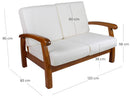 Divano Divanetto 2 Posti in Legno 120x85x83cm Vandi Grigio