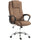 Sedia da Ufficio Ergonomica 62x76x110-119 cm Reclinabile e Girevole con Poggiatesta in Tessuto Effetto Lino Marrone