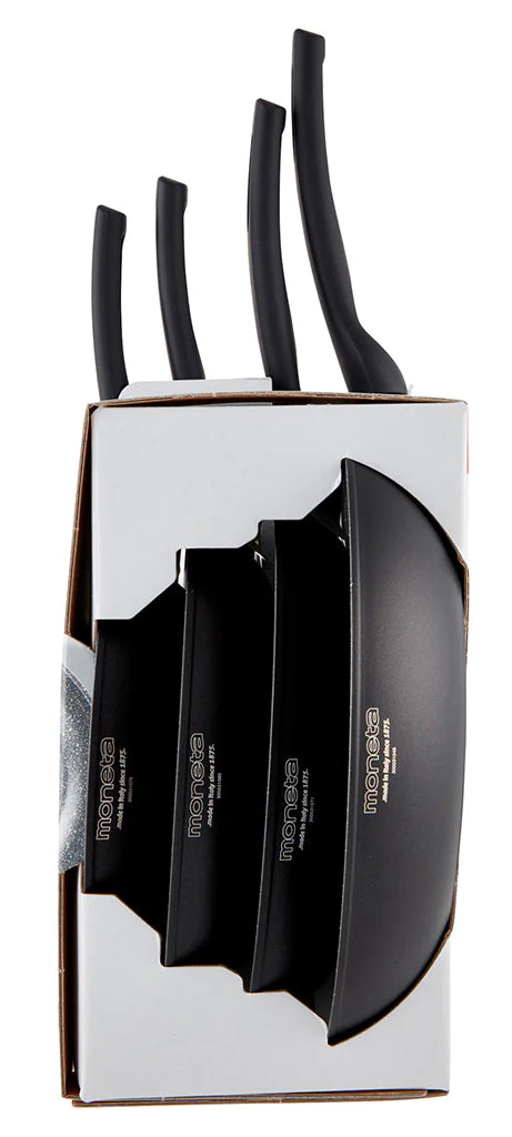 Set 4 Padelle Ø18-22-24-28 cm Antiaderente Induzione in Alluminio Effetto Pietra Moneta Insieme