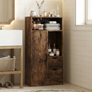 Mobile Bagno Slim 50x25x100 cm con Cassetti e Scomparti Aperti in Truciolato Marrone Rustico      