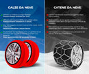 Calze da Neve per Auto Omologate EN 16662-1 in Tessuto 3D Rosso Varie Misure