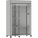 Armadio Portatile 103x43x162,5 cm con Ruote 6 Ripiani Aperti in Tessuto non Tessuto e Acciaio Grigio Chiaro      