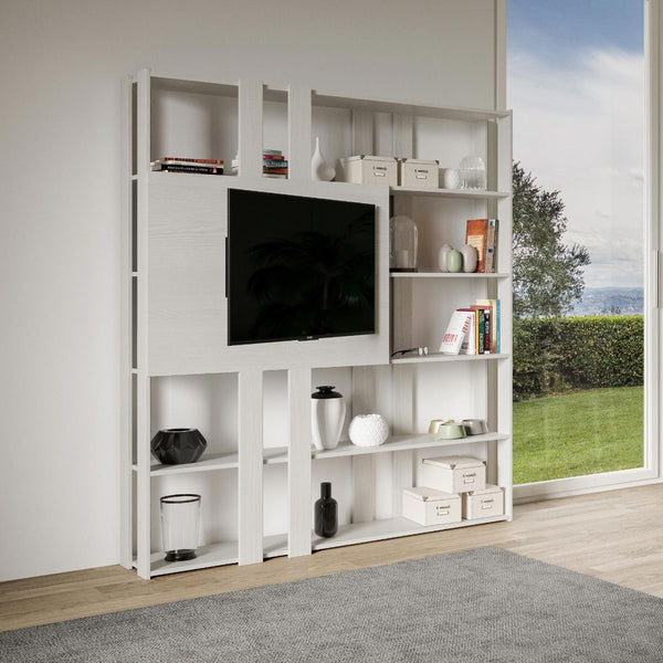 sconto Libreria Moderna 5 Ripiani con Pannello per TV 178x36x204 cm in nobilitato Bianco