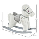 Cavallo a Dondolo in Peluche e Legno con Orsetto e Suoni Bianco