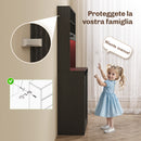 Credenza da Cucina Alta Stile Rustico 100x38x180 cm Portabottiglie Prese di Ricarica e Luci LED in Truciolare Nero  