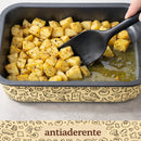 Set 4 Teglie Rettangolari con Alette 20-25-30-35 cm in Acciaio Antiaderente Beige      