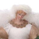 Puntale tessuto angelo con uccellino bianco cm Ø22xh30