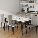 Set di 6 Sedie da Pranzo Moderne 41x50x97 cm con Schienale Alto in Finta Pelle e Acciaio Grigio      
