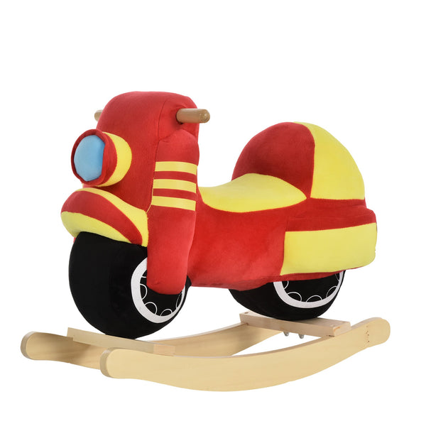 Schaukelstuhl für Kinder aus Holz Plüschmotorrad 60x25,5x48 cm mit roten und gelben Klängen online