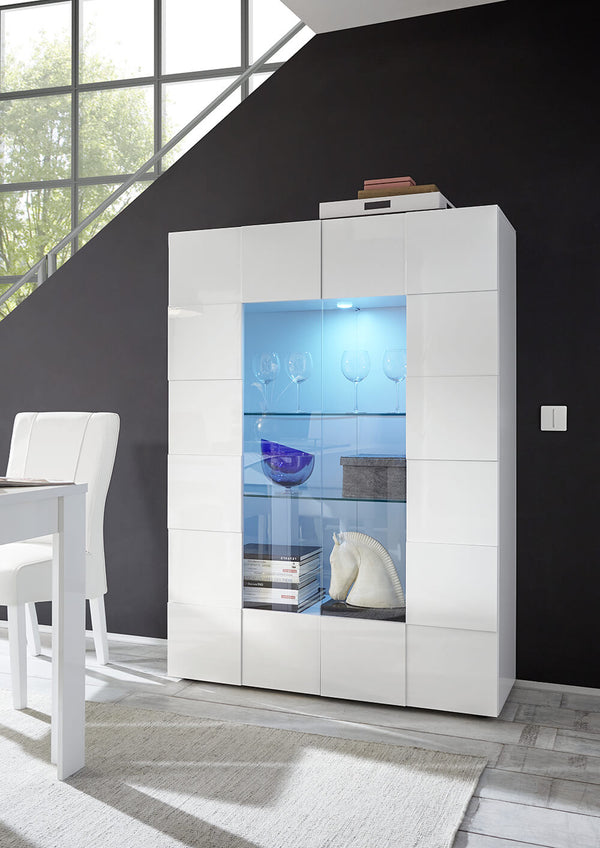 acquista Vitrine mobiles Wohnzimmer 2 Türen in Melamin 121 x 42 x 166 cm TFT Checkers White