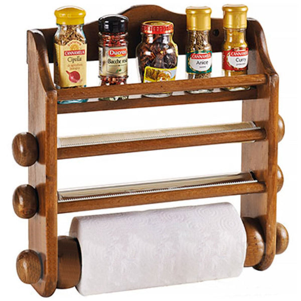 Porta Rotoli Cucina Da Parete Legno Scuro 3 Posti Intaglio Cuore + Rotolo Carta online