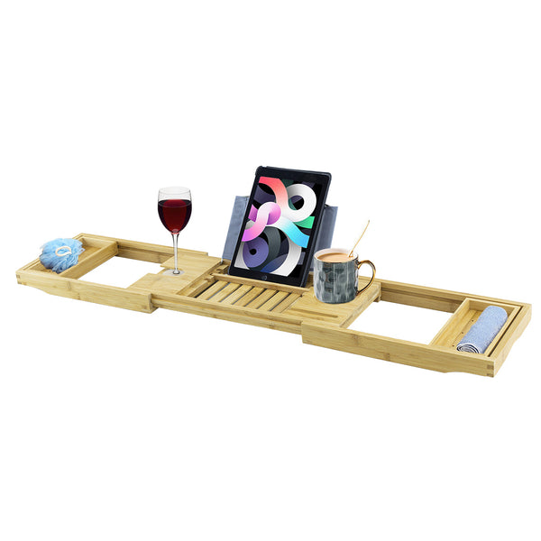 Ausziehbares Objekttablett für Badewannen 70-115 cm in natürlichem Bambus prezzo