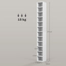Mobile Libreria Porta CD 21x20x175 cm a 12 Ripiani per 204 CD in MDF e Truciolato Bianco      