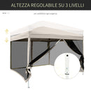 Gazebo da Giardino 3x3m in Acciaio Pareti Rimovibili Tessuto Oxford Crema 