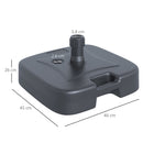Base per Ombrellone da Giardino Ø38 Riempibile 20-30 Kg HDPE Nero 46x45x26 cm 