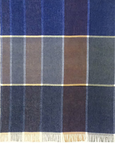 Coperta Pura Lana Singola 380gr Cober Bismark Avio Scozzese