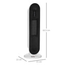 Stufa Elettrica Oscillante 21x21x63.5 cm con Telecomando Timer e 2 Modalità in PP PA e Metallo Bianco e Nero      