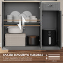 Mobile Cucina Credenza Country 101x39x180cm con Mensole Regolabili in MDF Grigio      