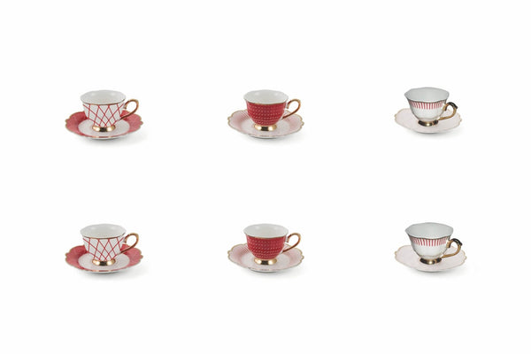 acquista Set mit 6 Kaffeetassen mit Untertassen Villa d'Este Home Tivoli Wonderland Red