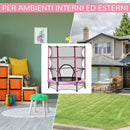 Trampolino Tappeto Elastico per Bambini Ø140x158 cm in Acciaio Rosa e Nero