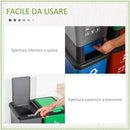 Pattumiera Differenziata 4 Bidoni  50X37,5x90 cm in plastica con Ruote Multicolore