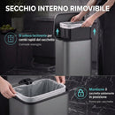 Pattumiera Rettangolare a Pedale 30 L 35x29x61,5 cm con Secchio Interno Rimovibile Chiusura Ammortizzata e Manico in Metallo e PP Grigio Scuro      