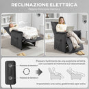 Poltrona Reclinabile Elettrica con Telecomando 80x83x104 cm in Tessuto Effetto Velluto Nero   