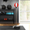 Punching Ball da Terra ad Altezza Regolabile 126-144 cm con Guantoni e Base Riempibile Rosso e Bianco      
