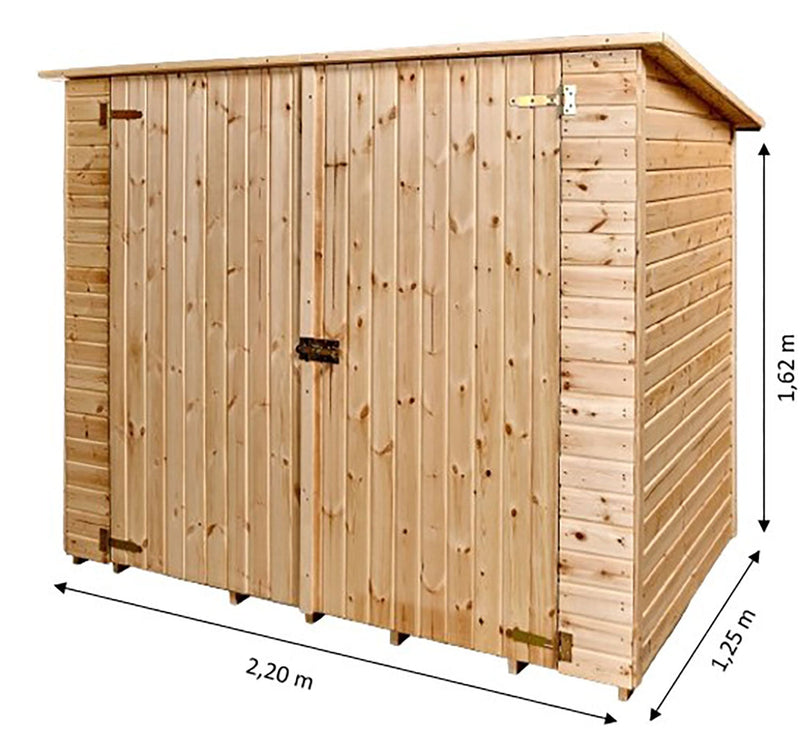 Casetta Box da Giardino per Biciclette 2x1,2 m con Pavimento in Legno Picea Massello 16mm Eden