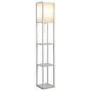 Lampada da Terra con Attacco E27 26x26x160 cm con 3 Mensole e Interruttore a Pedale in MDF e Tessuto Bianco  