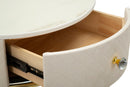 Comodino Toeletta con Puff Vellit Crema Ø52x70 cm - Ø36x39 cm in Pino e MDF e Metallo      