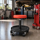 Sgabello da Officina con Ruote 38x38x38-50 cm ad Altezza Regolabile in Acciaio e Finta Pelle Arancione      