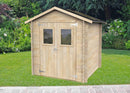 Casetta Box da Giardino per Attrezzi 198x198 cm con Porta Doppia Finestrata in Legno Naturale