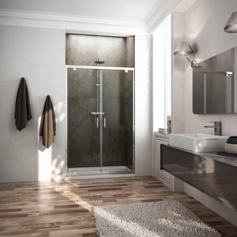 Porta Parete Doccia 2 Ante Battenti In Cristallo Trasparente 6mm H185 Fosterberg Koge Varie Misure