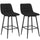 Set 2 Sgabelli da Cucina Stile Nordico 45x47x84 cm in Tessuto Effetto Velluto e Metallo Nero