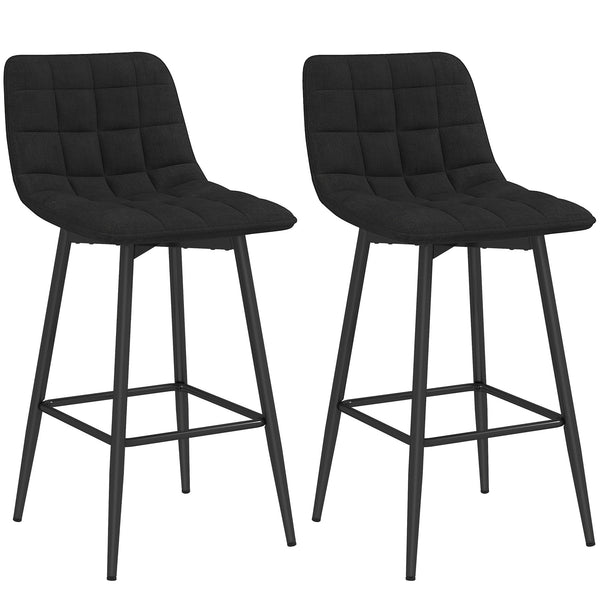 online Set 2 Sgabelli da Cucina Stile Nordico 45x47x84 cm in Tessuto Effetto Velluto e Metallo Nero