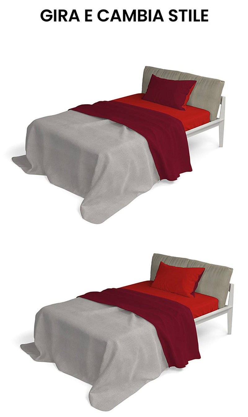 Set Lenzuola Sopra Sotto e Federe Doubleface Rosso\/Bordeaux