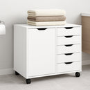 Cassettiera Mobile Ufficio Porta Stampante Salvaspazio 78x40x65,5 cm con Ruote in Legno Bianco      