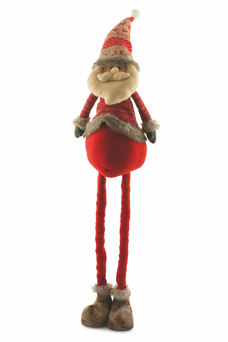Pupazzo Babbo Natale in Stoffa Gambe Allungabili H90 cm Soriani