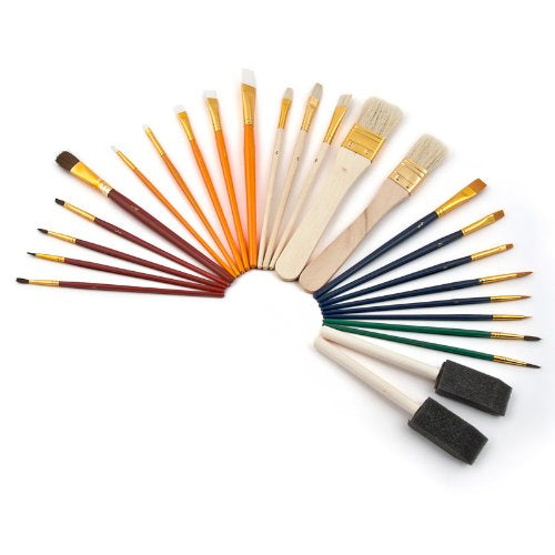 online Set 25 Pennelli Tondi Piatti Artic e a Spugna per Pittura