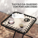Set 2 Sedie Sdraio a Gravità Zero Pieghevoli e Tavolino Beige    