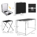Set Tavolo da Campeggio Pieghevole e Regolabile con 4 Sedie in Alluminio e MDF Nero      