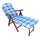 Sessel 4 Relaxpositionen Buche mit Kissen und Verlängerung 84/40x 60x100 h cm in Blue Cotton