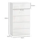 Cassettiera 5 Cassetti Antiribaltamento 55x33x100 cm Bianco Lucido  