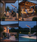 Stufa Elettrica ad infrarossi da Esterno 50x25x200 cm in Fibra di Carbonio con Luce Led Skyline Bianco Latte