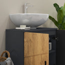 Mobile Sottolavabo da Bagno 60x30x60 cm per Piedistallo con Armadietto 2 Ante in MDF e Bambù Rovere      